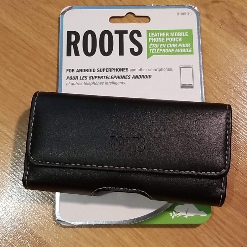 Roots leather mobile phone pouch black for android